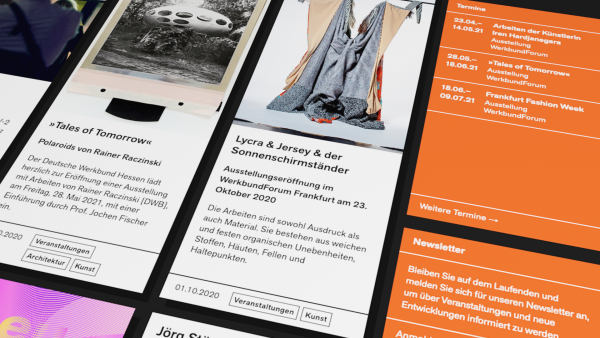 Die Startseite zeigt neben den Beiträgen eine Übersicht kommender Termine und die Newsletteranmeldung.